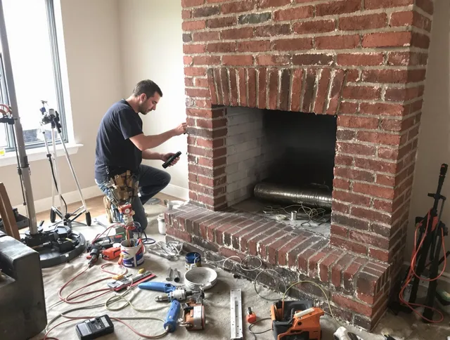 Waterford Chimney Sweep specialist finalizing chimney liner service in Waterford, CT