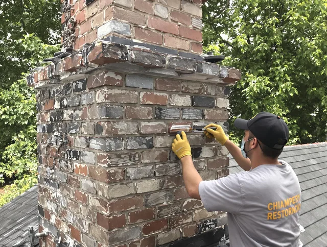 In-progress chimney restoration by Waterford Chimney Sweep in Waterford, CT