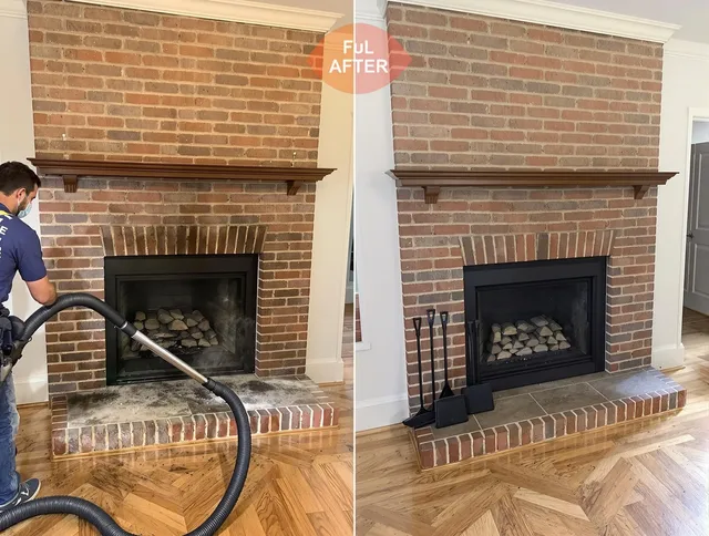Waterford Chimney Sweep carefully sanitizing a fireplace in Waterford, CT