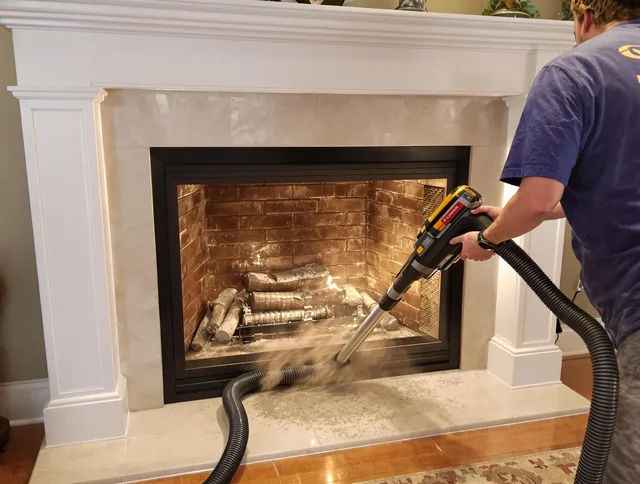 Fireplace cleaning performed by Waterford Chimney Sweep in Waterford, CT